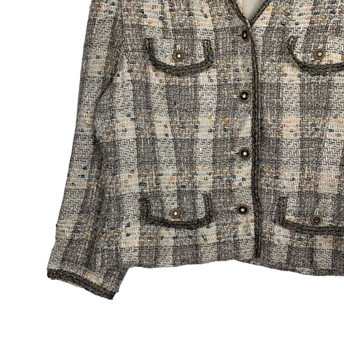 Japanese Brand BELLE OAK Linton Fabric Woven Wool Tweed Jacket #1731-C77 Size M / US 6-8 / IT 42-44 - 3 Thumbnail