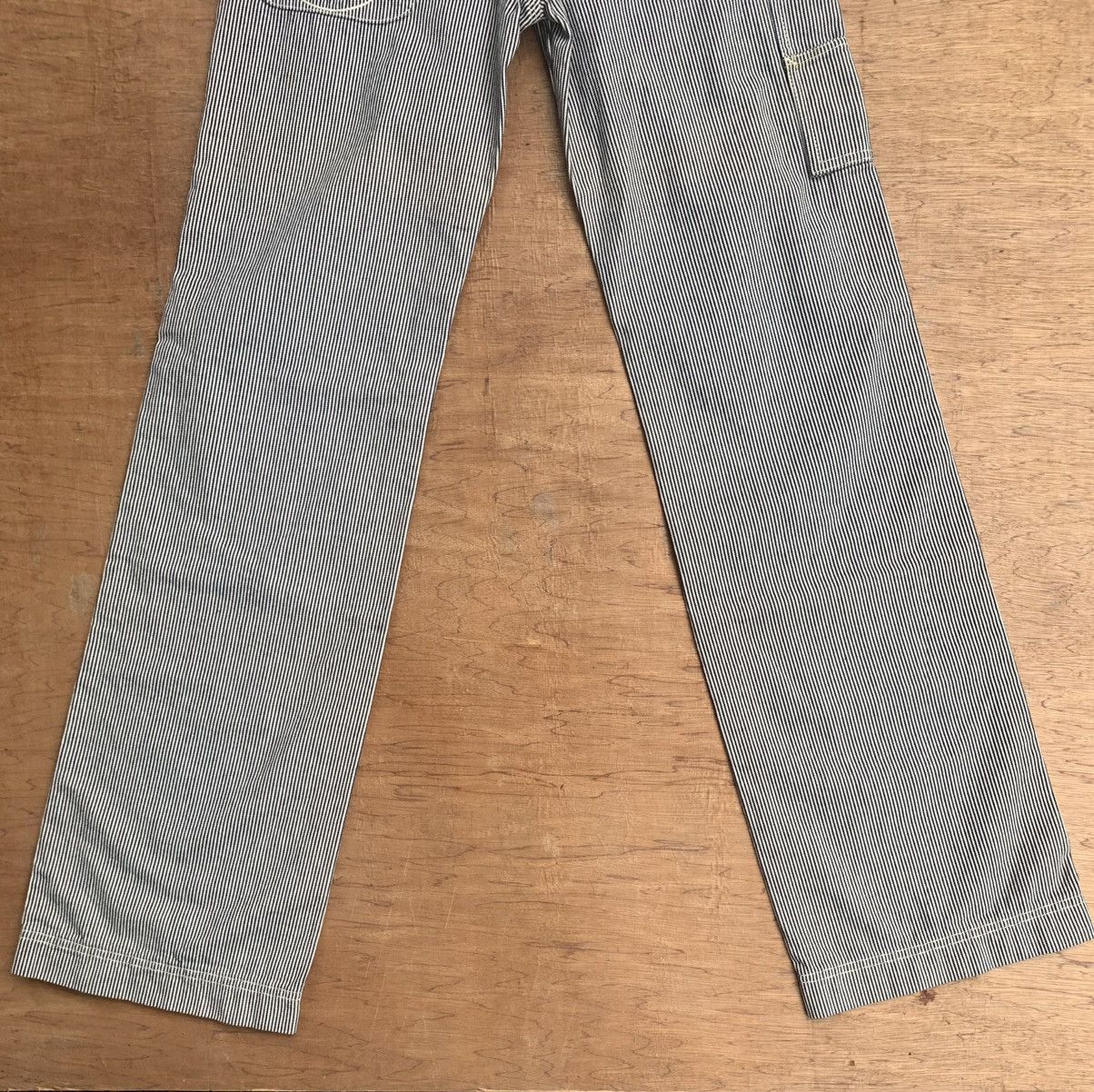 Japanese Brand × Vintage Nana-La Baggy Flare Carpenter Hickory Stripe Pants Size 31" - 15 Thumbnail