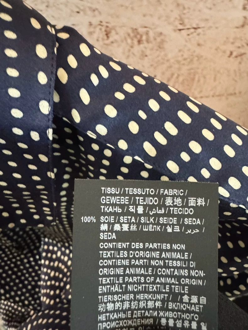 Saint Laurent Paris Elegant Blue Polka Dot Silk Shirt-2505 Size US M / EU 48-50 / 2 - 6 Thumbnail