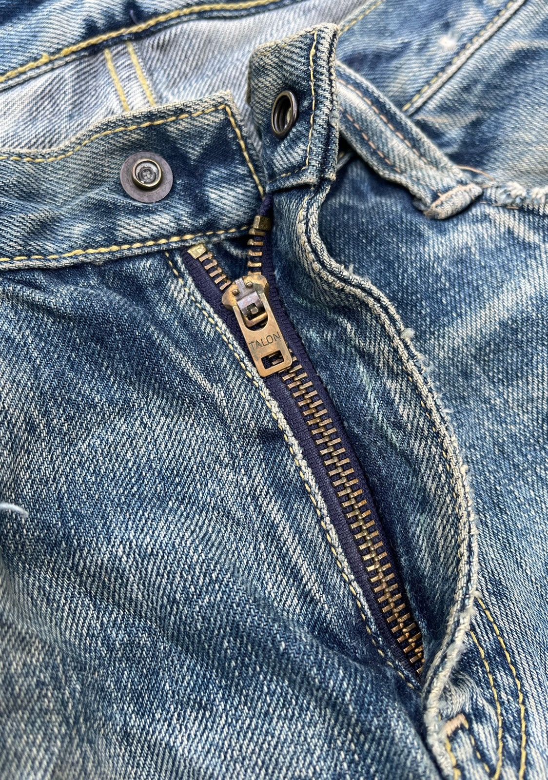 Blue Blue Japan 🔥Vtg 70's Blue Blue Japan Pure Indigo Distressed Denim Pants Size US 32 / EU 48 - 9 Thumbnail