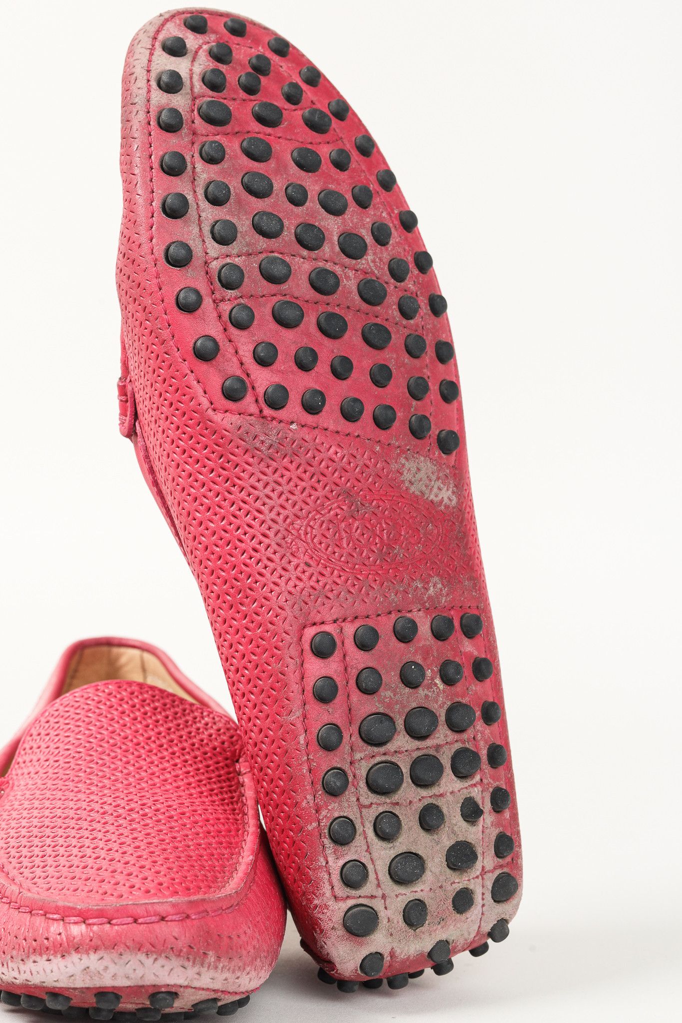 Tod's Tod's Pink Textured-Leather Gommino Driving Loafers Size US 7 / IT 37 - 7 Thumbnail