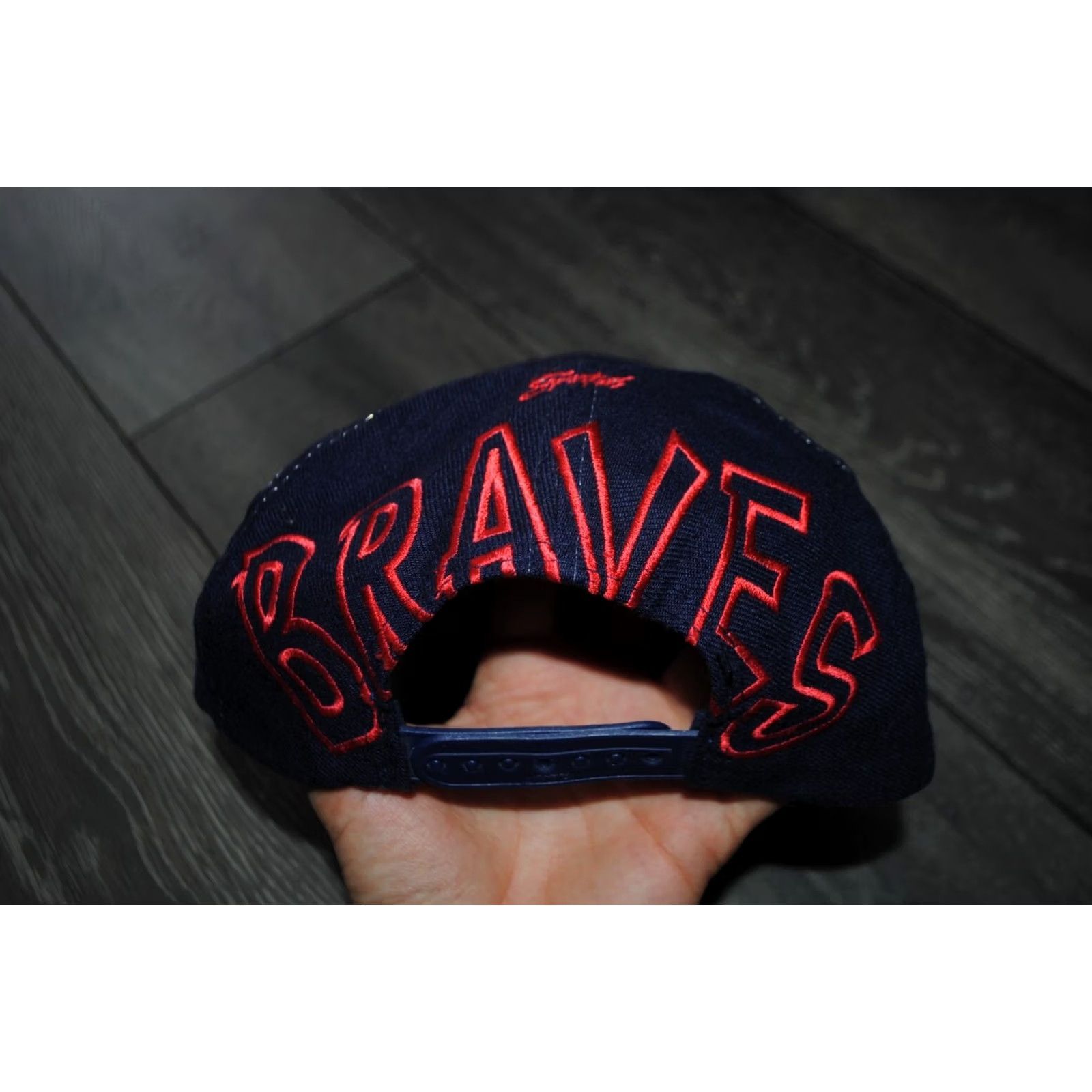 Vintage VINTAGE Atlanta Braves Hat Cap Snapback Big Logo Blockhead Ed West Signatures Men Blue One Size Logo 90s Sports Urban Baseball Cap Mens Size ONE SIZE - 6 Thumbnail