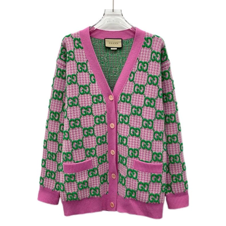 Gucci GucciColor-blocked logo jacquad full-print wool V-neck sing Size S / US 4 / IT 40 - 1 Thumbnail