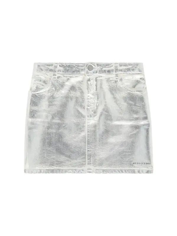 1017 ALYX 9SM o1mle0424 Foil Cotton Denim Mini Skirt in Silver Size 25" / US 0 / IT 36 - 1 Thumbnail