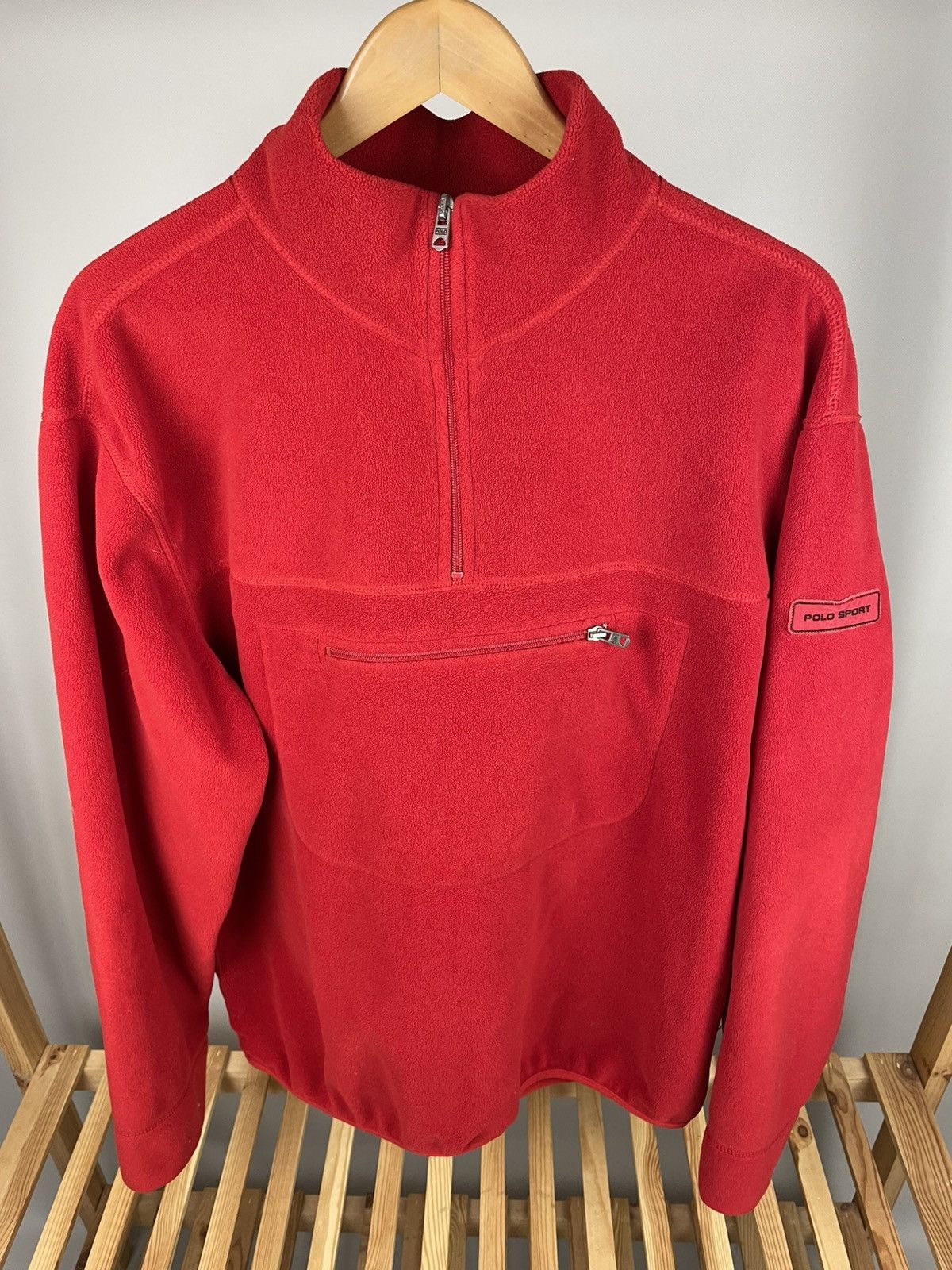 Polo Ralph Lauren × Ralph Lauren × Vintage Polo sport Ralph Lauren red fleece 1/4 zip Size US XL / EU 56 / 4 - 3 Thumbnail