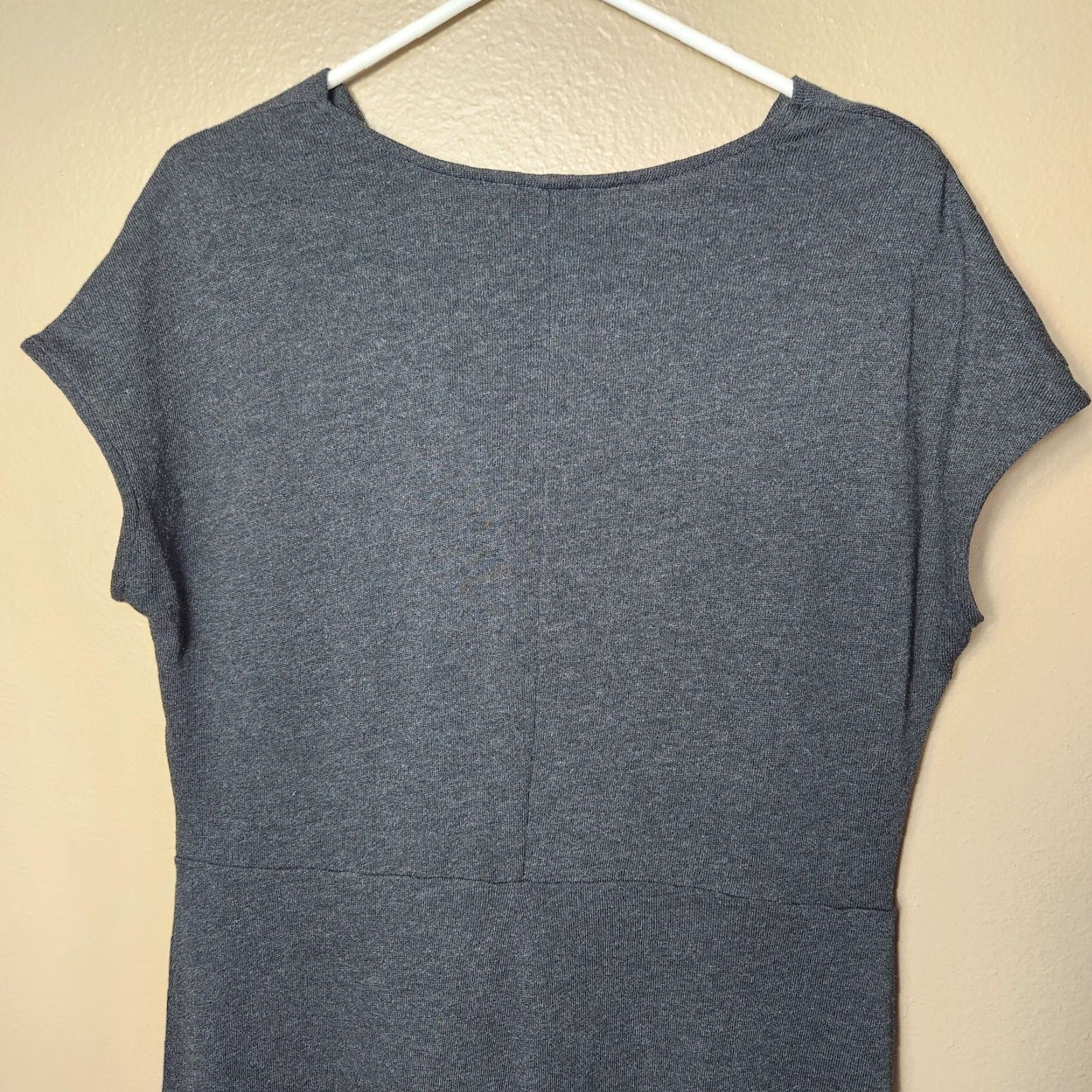 Lands' End Lands' End Charcoal Gray Heather SS Drapeneck Sweater Dress-Size L(14-16) Dress Womens Knit Pullover Dolman Sleeve Size L / US 10 / IT 46 - 6 Thumbnail