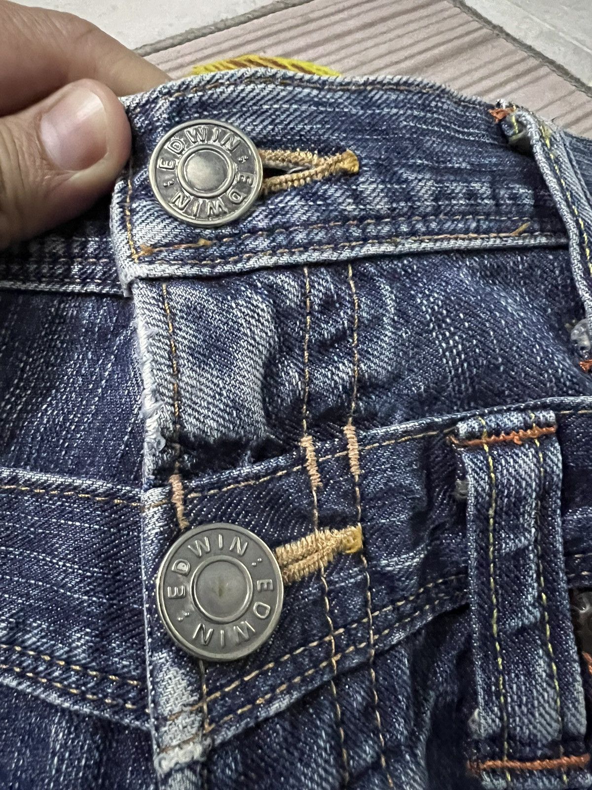 Edwin × If Six Was Nine VTG EDWIN DOUBLE WAIST DISTRESSED JEANS VERY RARE Size US 31 - 7 Thumbnail