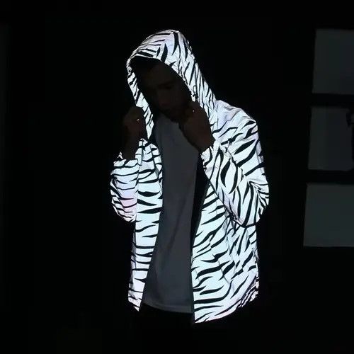 Japanese Brand zebra reflective Night shining Hooded Windbreaker Jacket Size US L / EU 52-54 / 3 - 2 Thumbnail