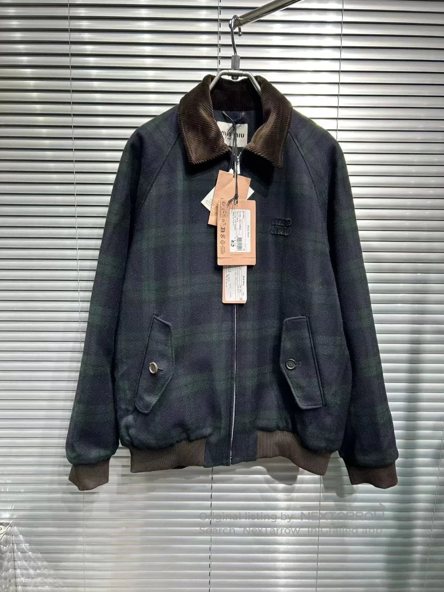 Miu Miu miumiu green plaid corduroy collar jacket. Size S / US 4 / IT 40 - 1 Thumbnail