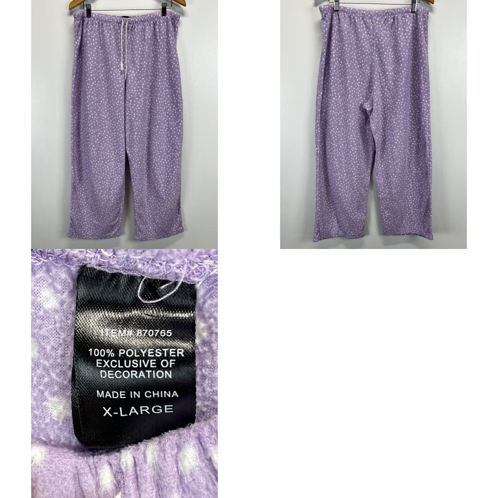 Ariat Aria Pajama Set Women XL Purple Polka Dot Soft Fleece 2-Piece GUC Size ONE SIZE - 8 Thumbnail