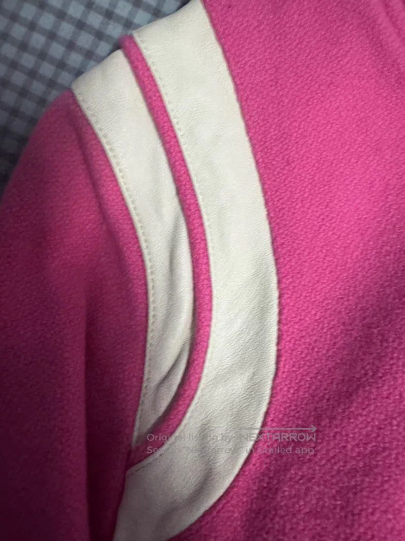 Saint Laurent Paris Saint Laurent Paris Pink Leather Trim Baseball Jacket Size XS / US 0-2 / IT 36-38 - 4 Thumbnail