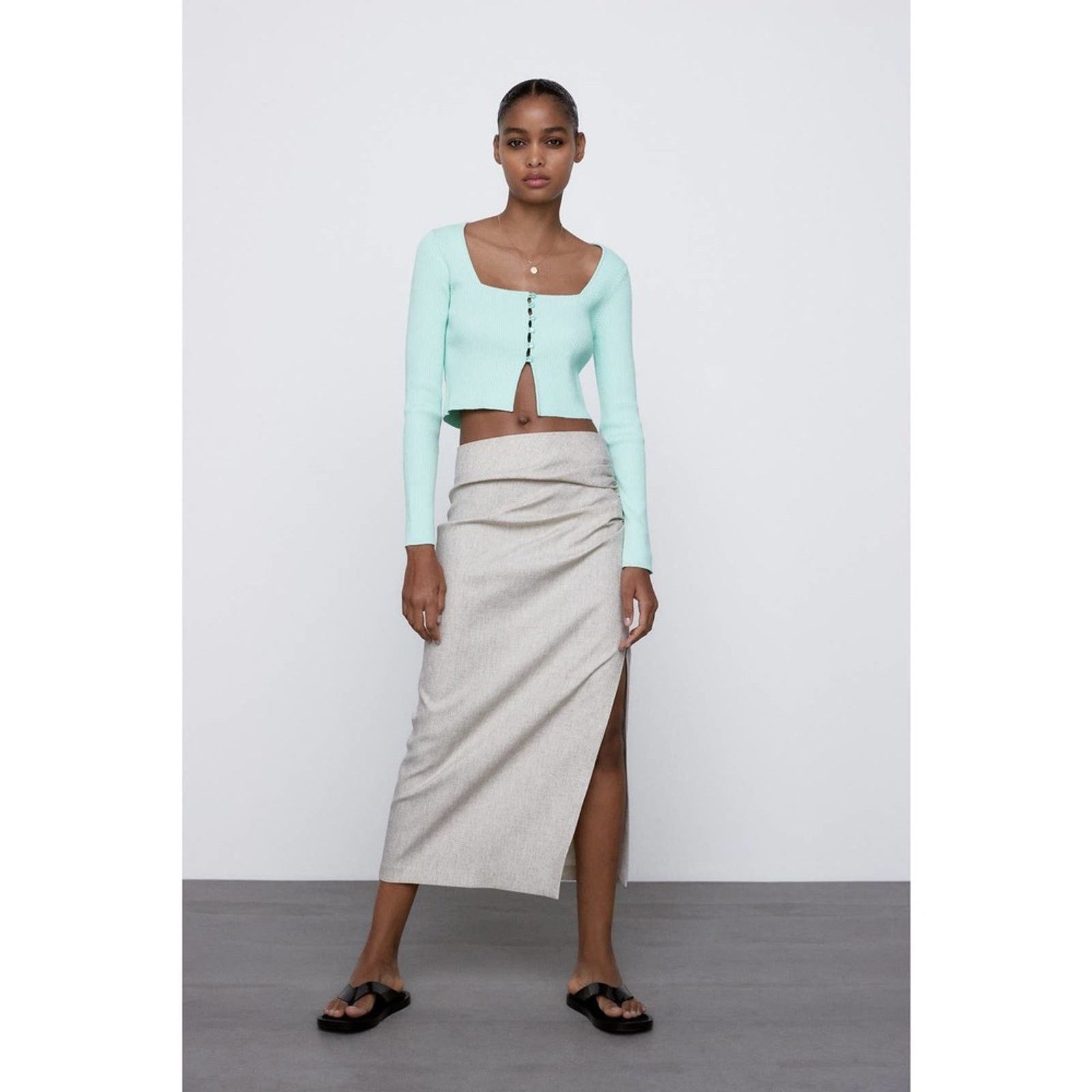 Zara ZARA BLOGGER FAVORITE KNIT CROPPED JACKET Size XL / US 12-14 / IT 48-50 - 9 Thumbnail