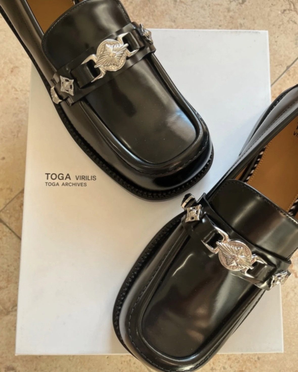 TOGA VIRILIS Toga Virilis Polished Black Loafers Size US 12 / EU 45 - 12 Thumbnail