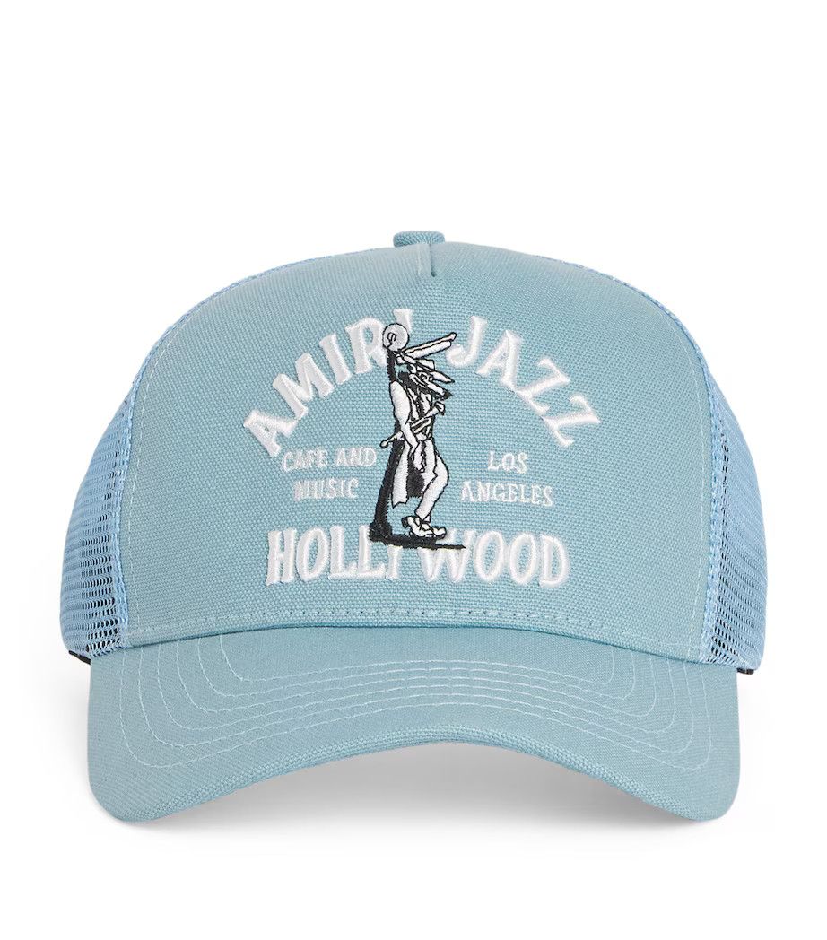 Amiri o1orln0426 Size: OS / Jazz Wolf Trucker Hat / Cap in Blue Size ONE SIZE - 1 Thumbnail