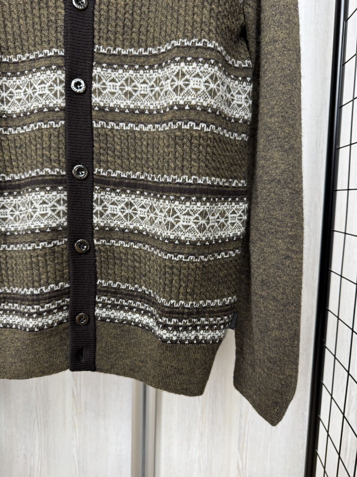 Hugo Boss Hugo Boss striped ornament wool alpaca angora silk cardigan Size US L / EU 52-54 / 3 - 5 Thumbnail