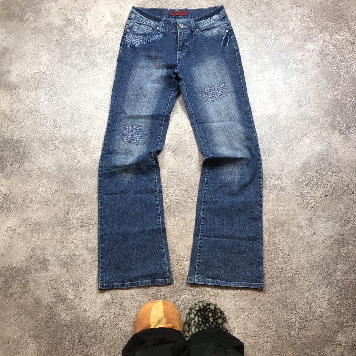 Vintage Vintage 90s Distressed Baggy Wide Leg Jeans Grunge Y2K 27 Size 27" / US 4 / IT 40 - 2 Thumbnail