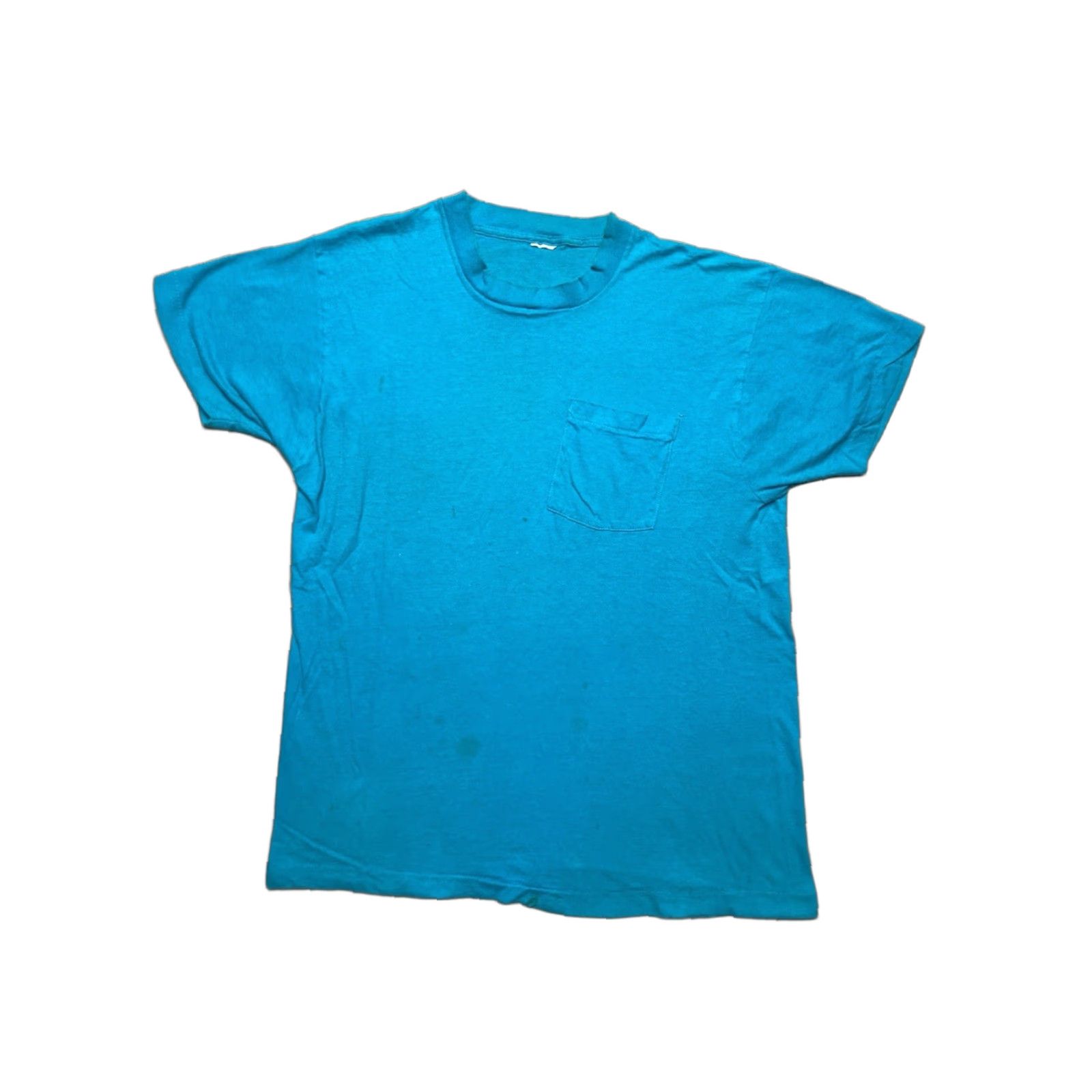 Fruit Of The Loom VINTAGE Fruit of the Loom T-Shirt Pocket 80s Teal Blue Cotton XL Men Blues 80s Pockets Mens XL Size US XL / EU 56 / 4 - 1 Thumbnail