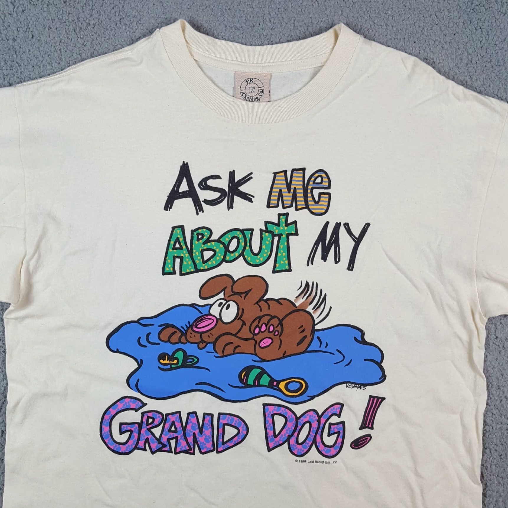 Vintage VINTAGE 90s Cartoon Dog T-Shirt Mens Large White Cotton Retro Funny Puppy Comics Y2K Size US L / EU 52-54 / 3 - 2 Thumbnail