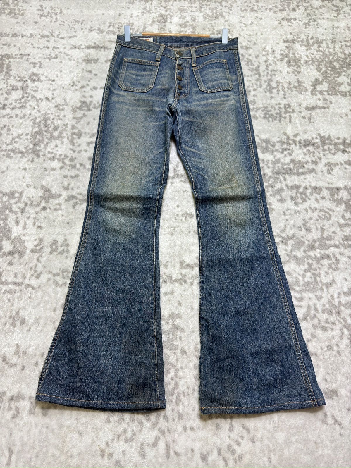 Big John Vintage Rare Big John Flared Bush Pocket Faded Denim Size US 28 / EU 44 - 1 Thumbnail
