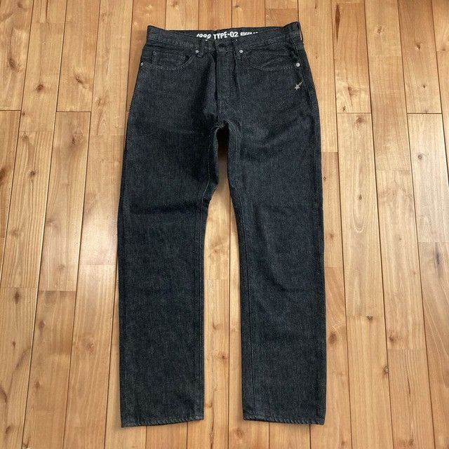 Bape BAPE Champion gold embroidered black denim pants ★size M Size US 32 / EU 48 - 2 Thumbnail