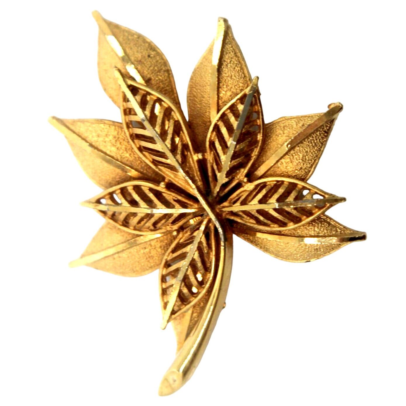 Other Coro Mid Century Goldtone Leaf Brooch Multi Layered • 2-1/2" Size ONE SIZE - 1 Thumbnail