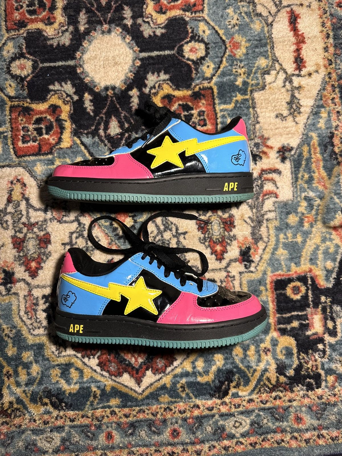 image of Neon Camo Bapesta (2007) Shoes in Black, Men's (Size 6)