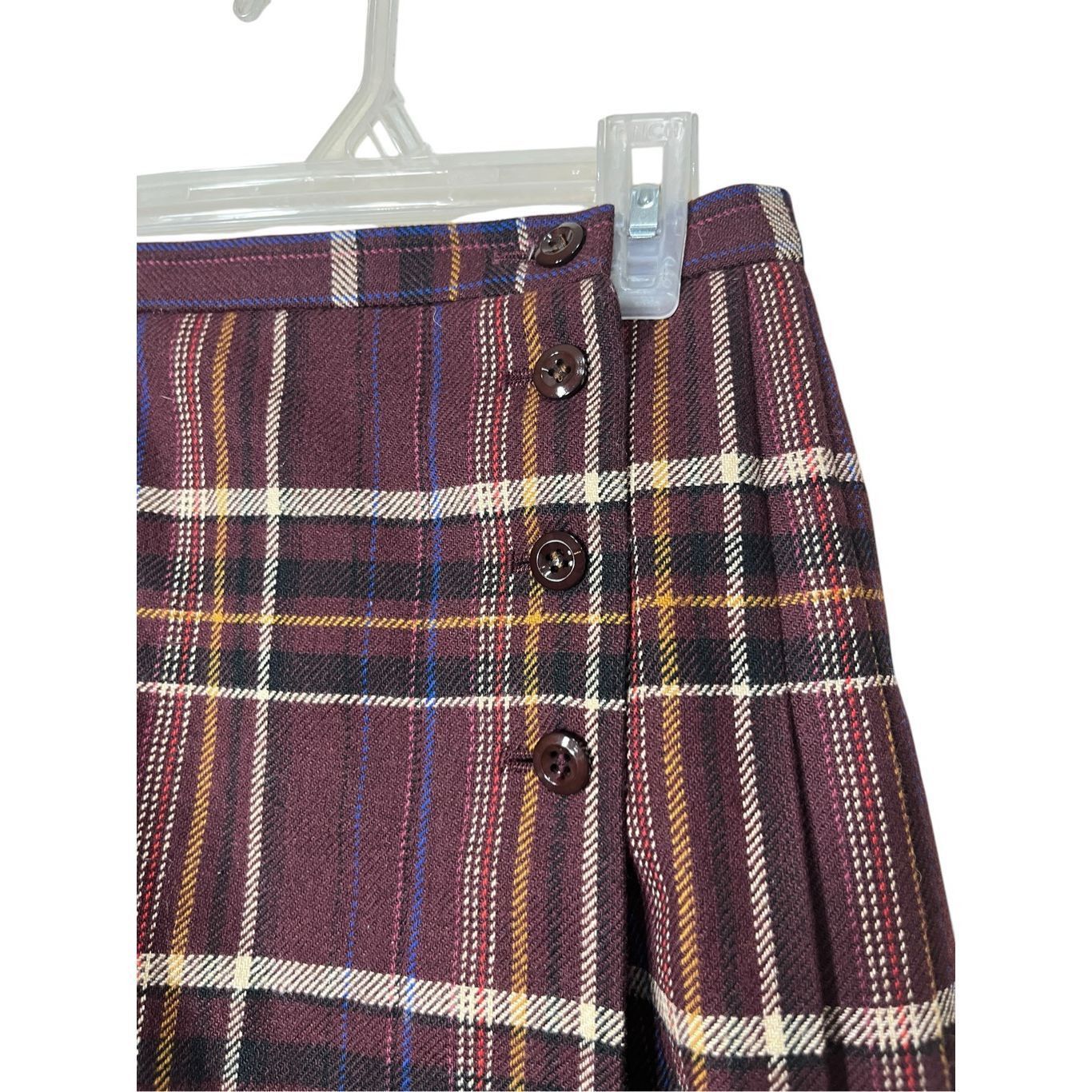 Jaeger Vintage Jaeger Wool Blend Pleated Plaid Tartan Midi Skirt Size 6 Maroon Size 28" / US 6 / IT 42 - 5 Thumbnail