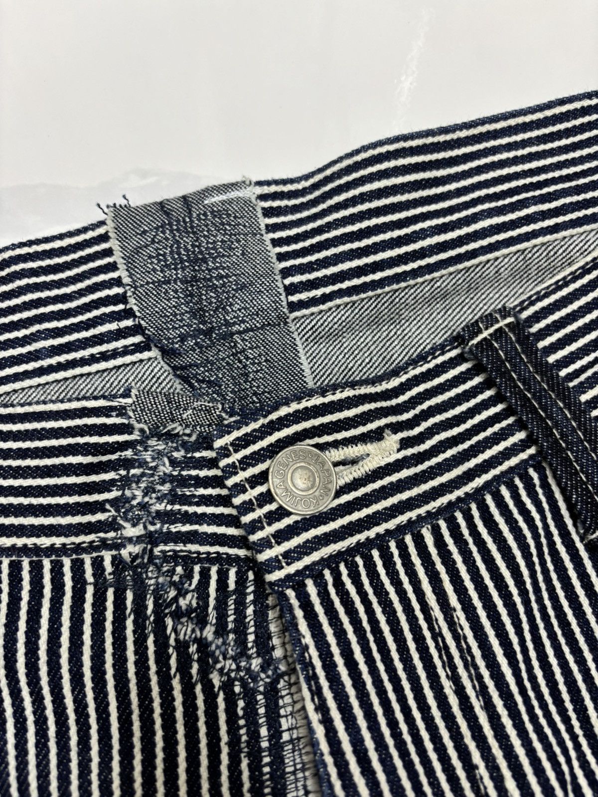 KOJIMA GENES 🔥KOJIMA GENES HICKORY STRIPE WORKWEAR BLUE JEANS Size US 36 / EU 52 - 15 Thumbnail