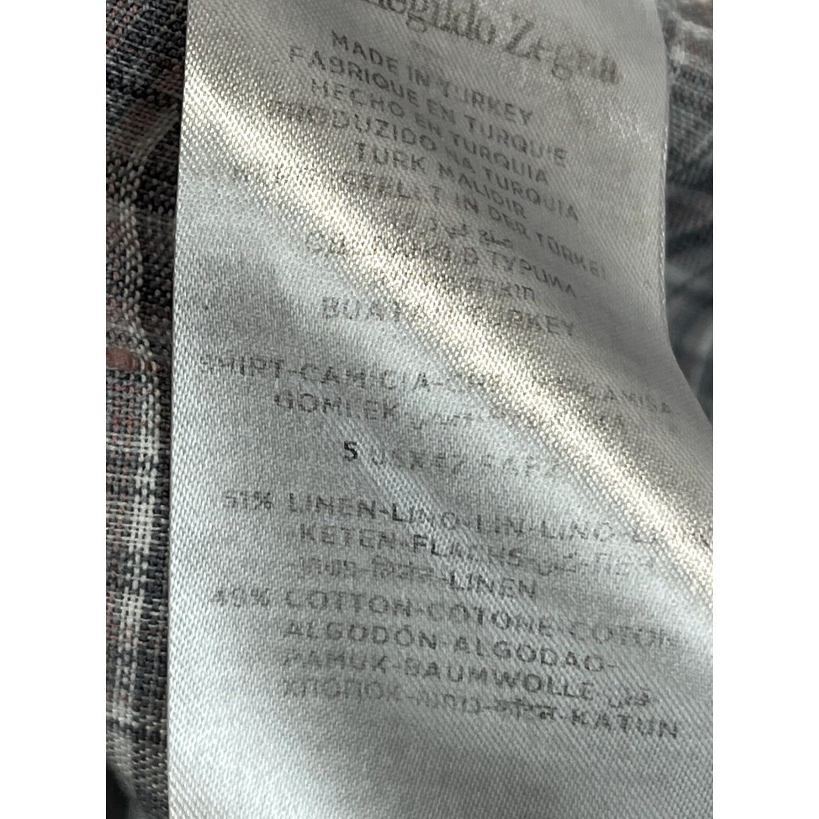 Ermenegildo Zegna Ermenegildo Zegna Linen Blend Button-Up Short XL VGUC Plaid Long Sleeve Beach Sz Size US XL / EU 56 / 4 - 7 Thumbnail
