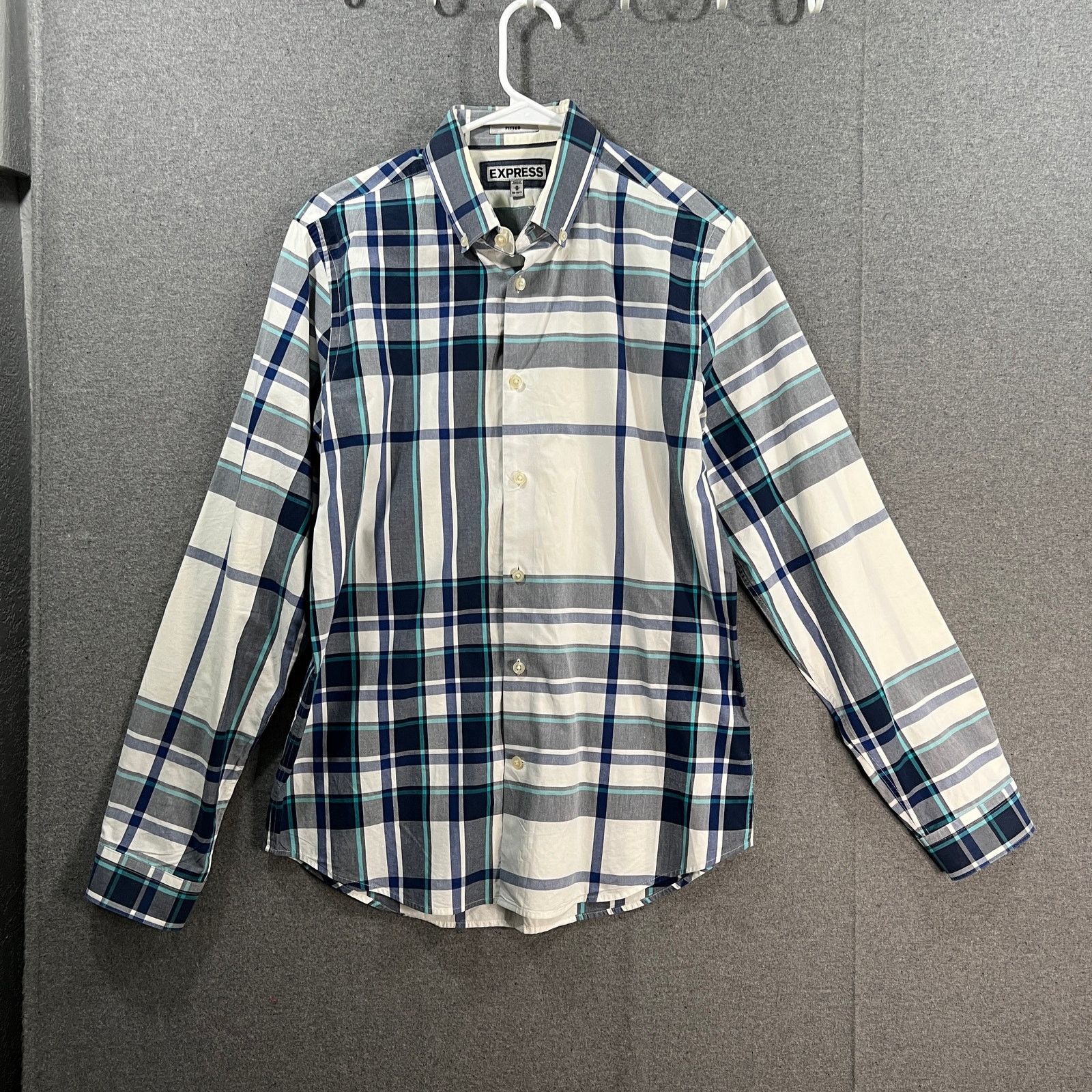 Express Express Men's Long-sleeve Button-up Shirt Blue Size Medium Size US M / EU 48-50 / 2 - 1 Thumbnail