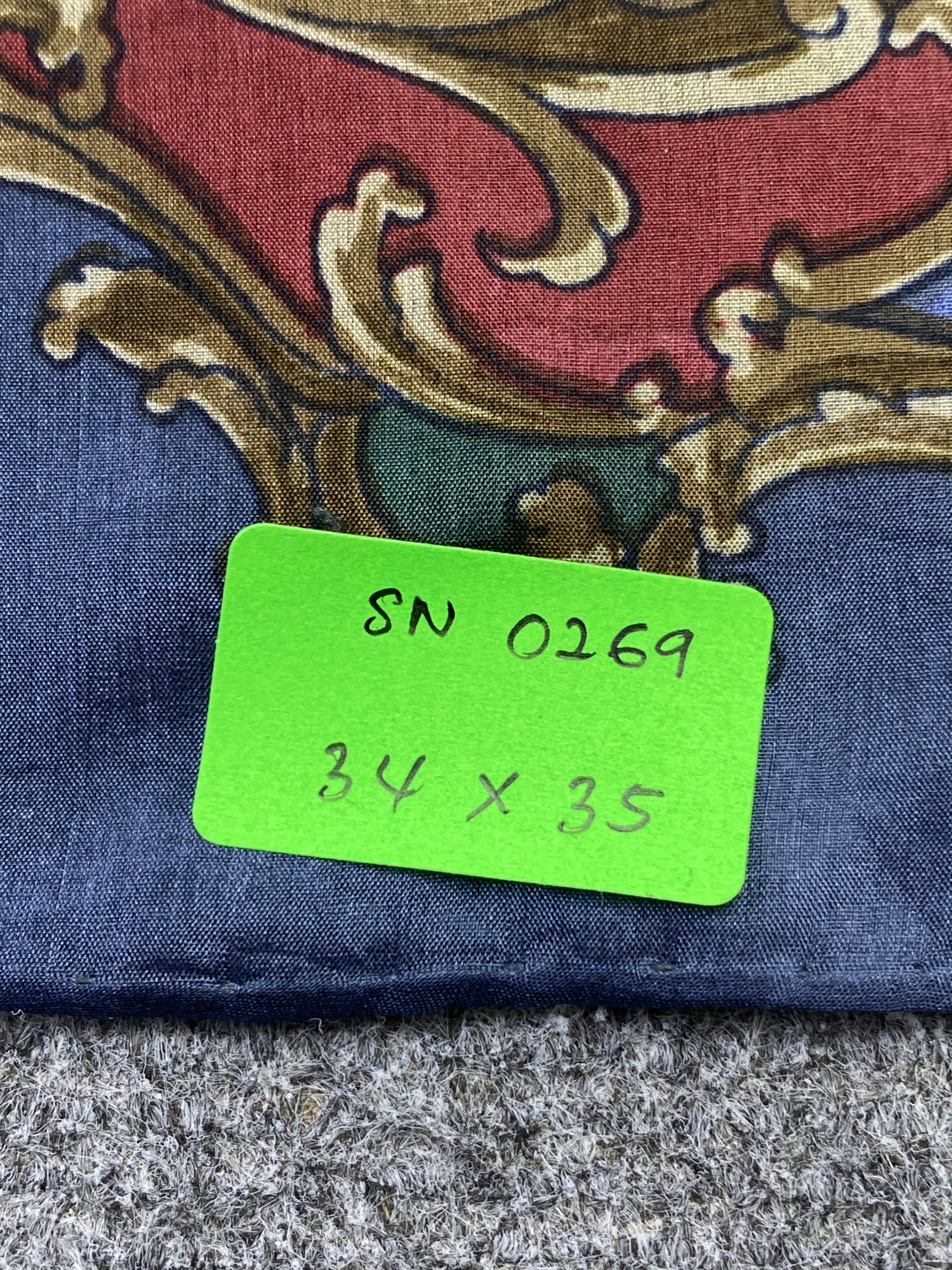 Other Vintage Baroque Floral Motive Silk Scarf SN0269 Size ONE SIZE - 7 Thumbnail