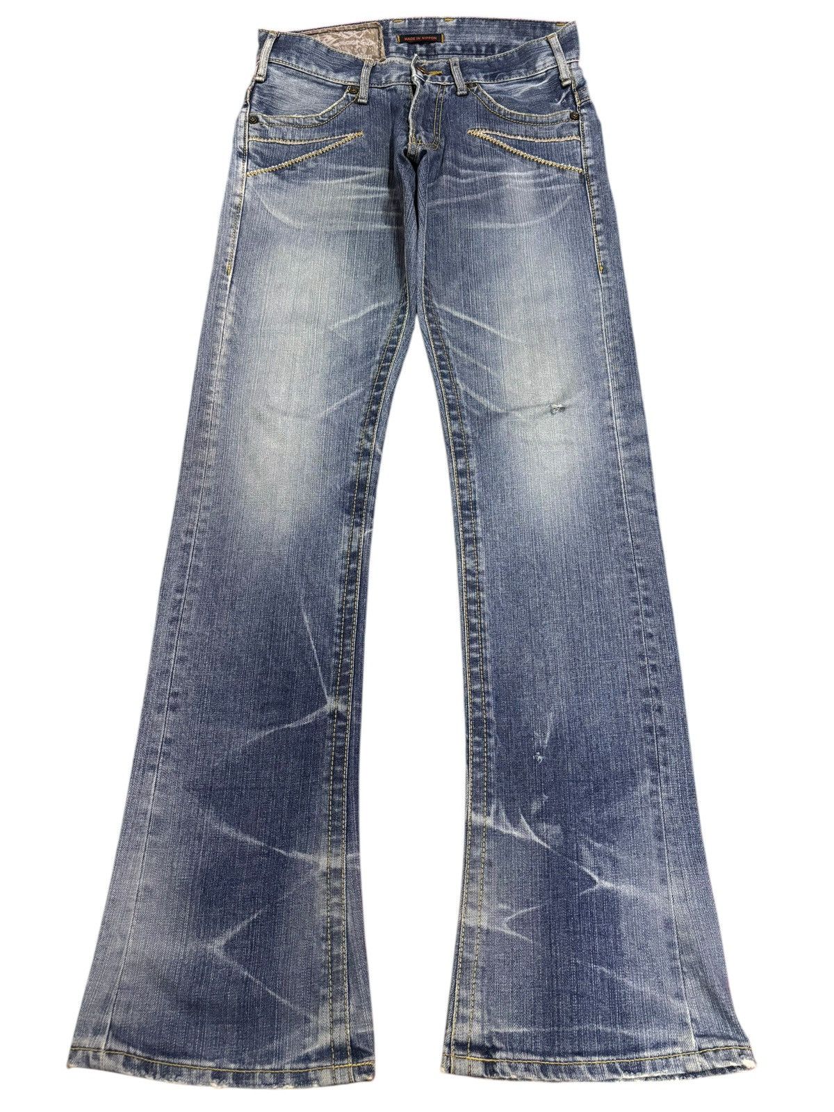 Vintage Japan Blue Way Flared Bootcut Strike Faded Jeans