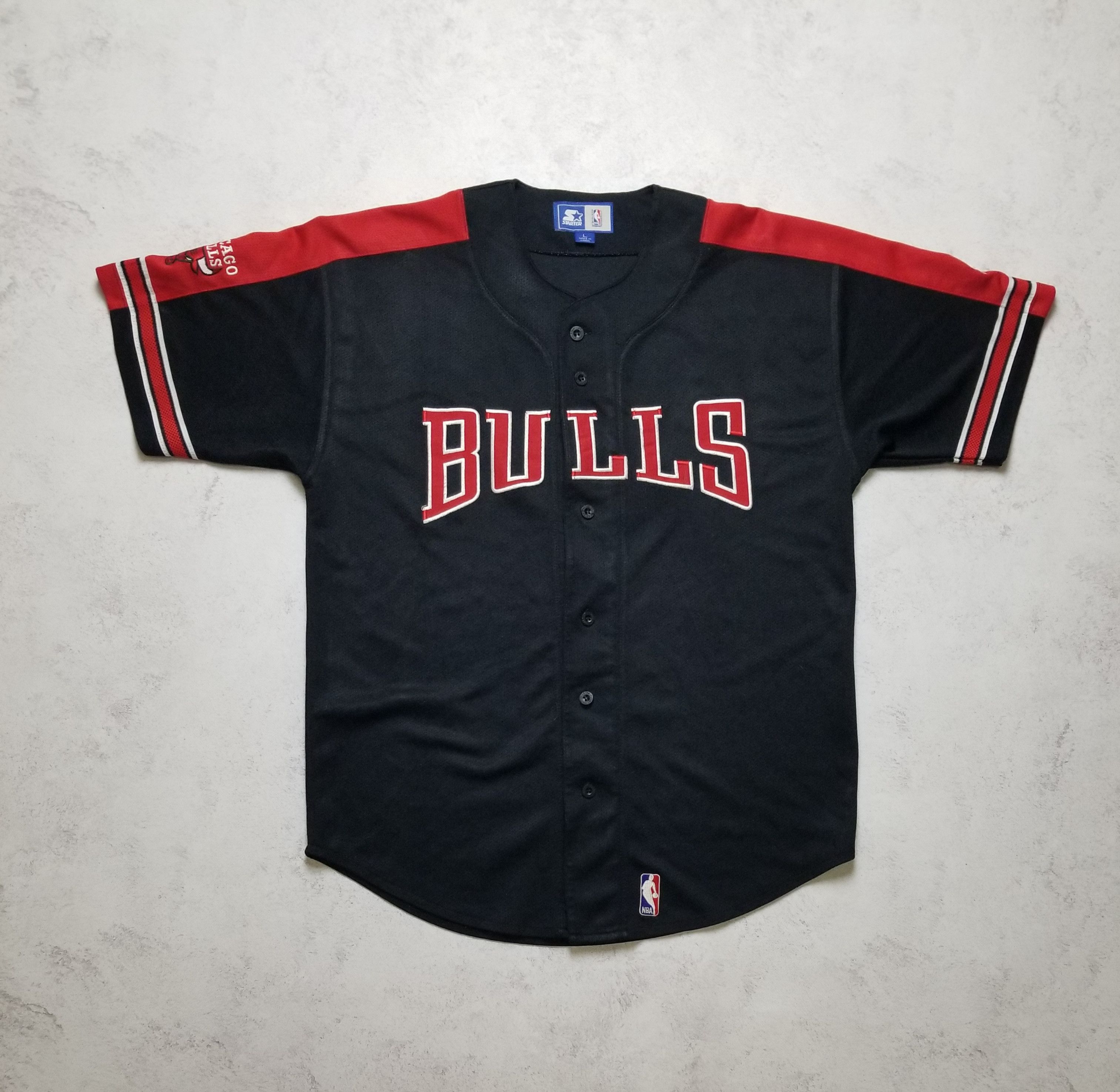 Starter Starter NBA Chicago Bulls Button Up Jersey Short Sleeve Top Size US L / EU 52-54 / 3 - 1 Thumbnail