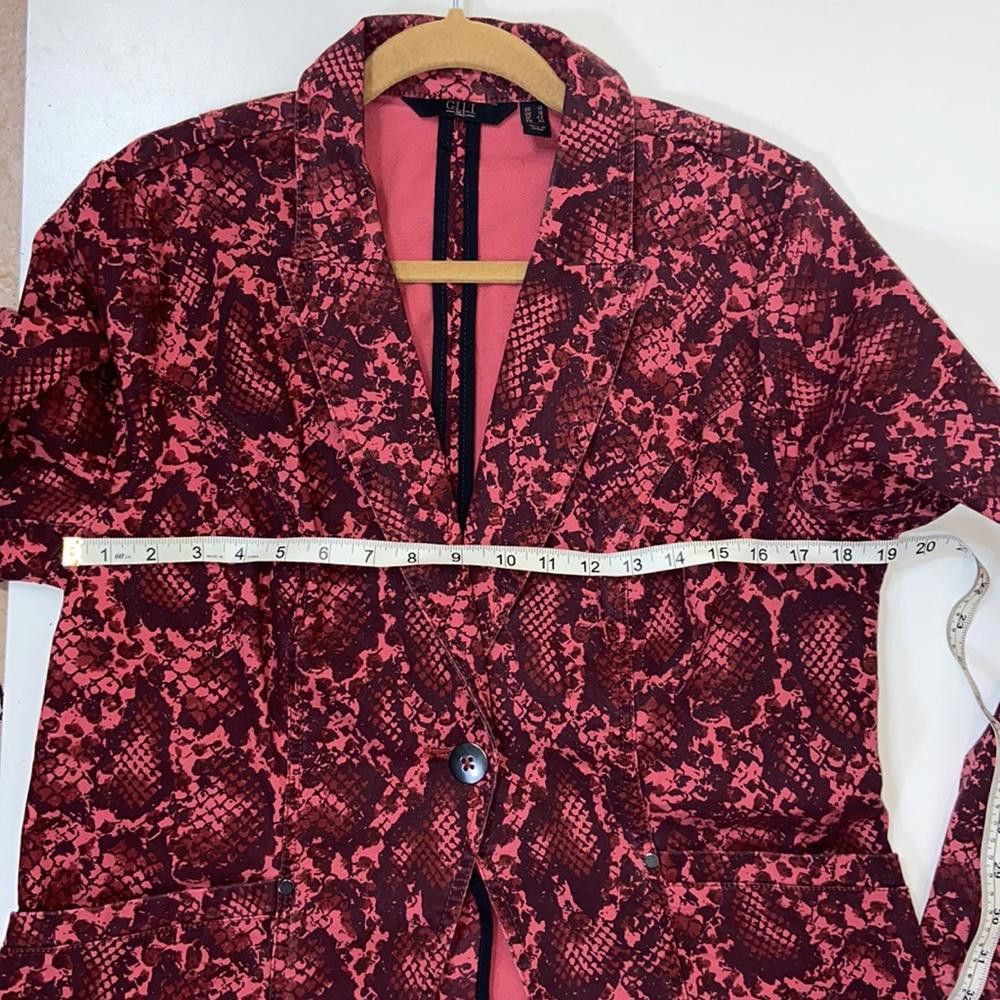 Designer G.I.L.I. l Marron Snakeskin Print Blazer Jacket Size 14 Size XL / US 12-14 / IT 48-50 - 9 Thumbnail