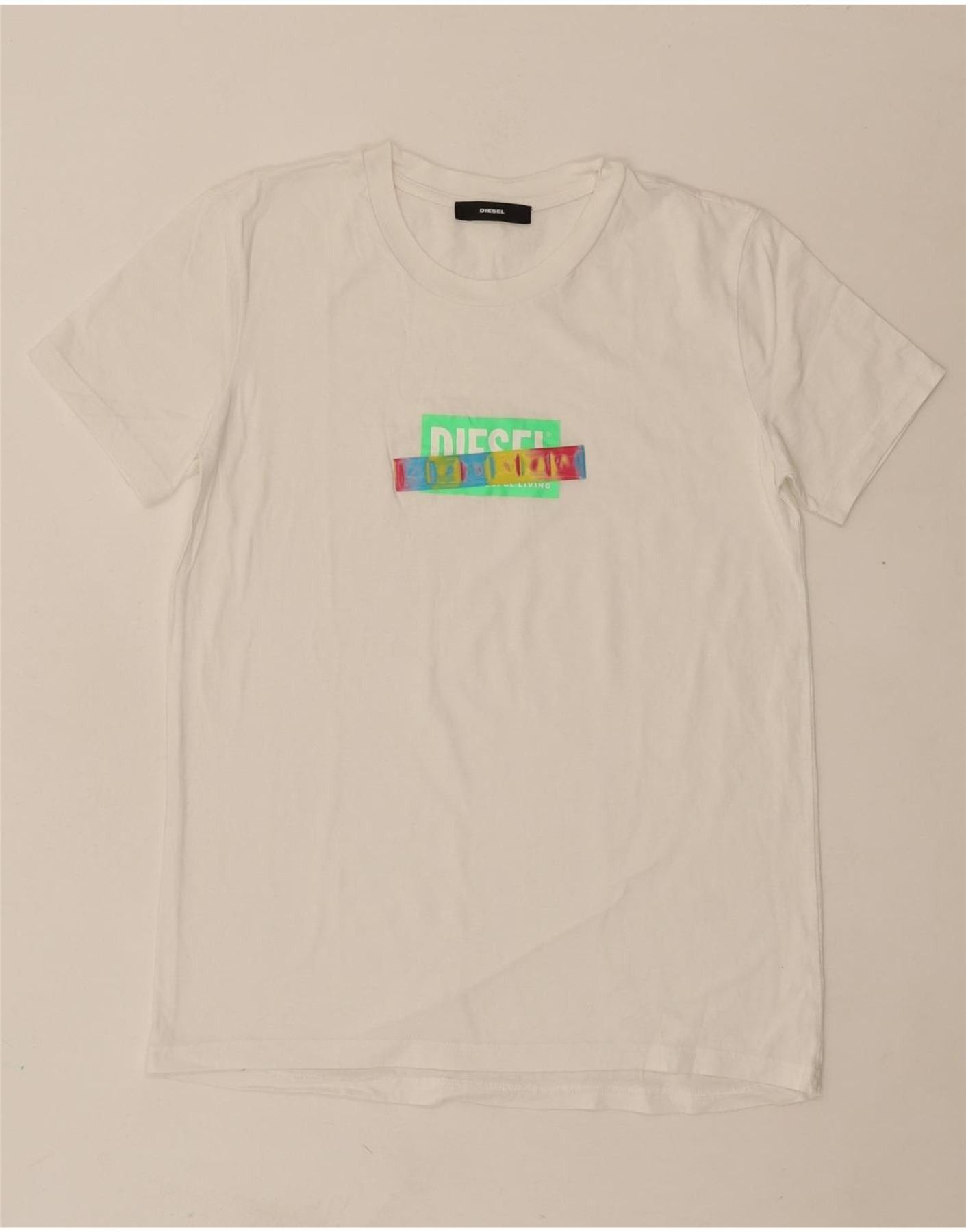 Diesel Womens Graphic T-Shirt Top UK 12 Medium White Size M / US 6-8 / IT 42-44 - 1 Thumbnail
