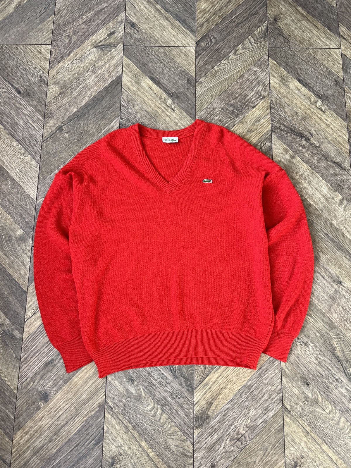 Designer × Lacoste × Vintage Vintage Lacoste V-neck knitted sweater Size US L / EU 52-54 / 3 - 3 Thumbnail