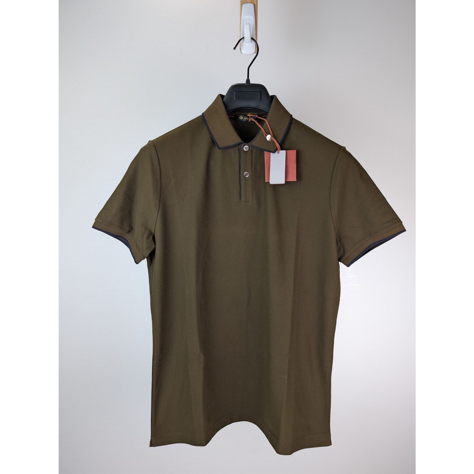 Loro Piana o1rshd1 Double Collar Cotton Piquet Polo Shirt Olive Green Size US M / EU 48-50 / 2 - 8 Thumbnail
