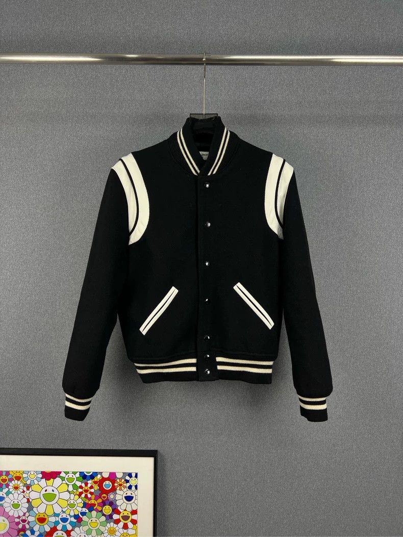 Saint Laurent Paris Saint Laurent Black White Baseball Jacket Size US M / EU 48-50 / 2 - 1 Thumbnail