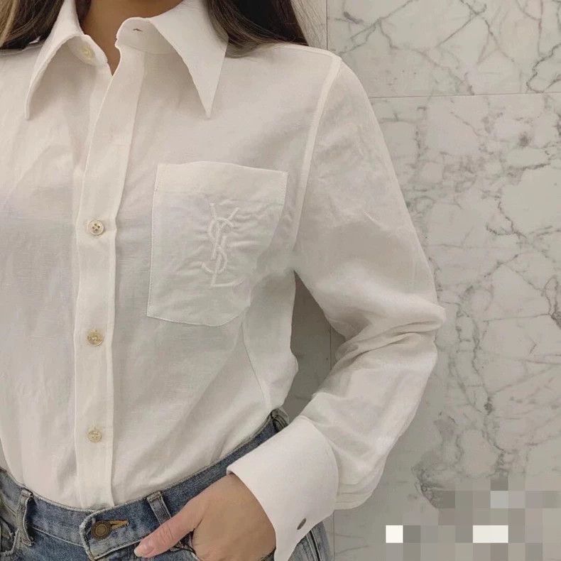 Saint Laurent Paris Saint Laurent Paris Saint Laurent White Embroidered Button Size US S / EU 44-46 / 1 - 6 Thumbnail