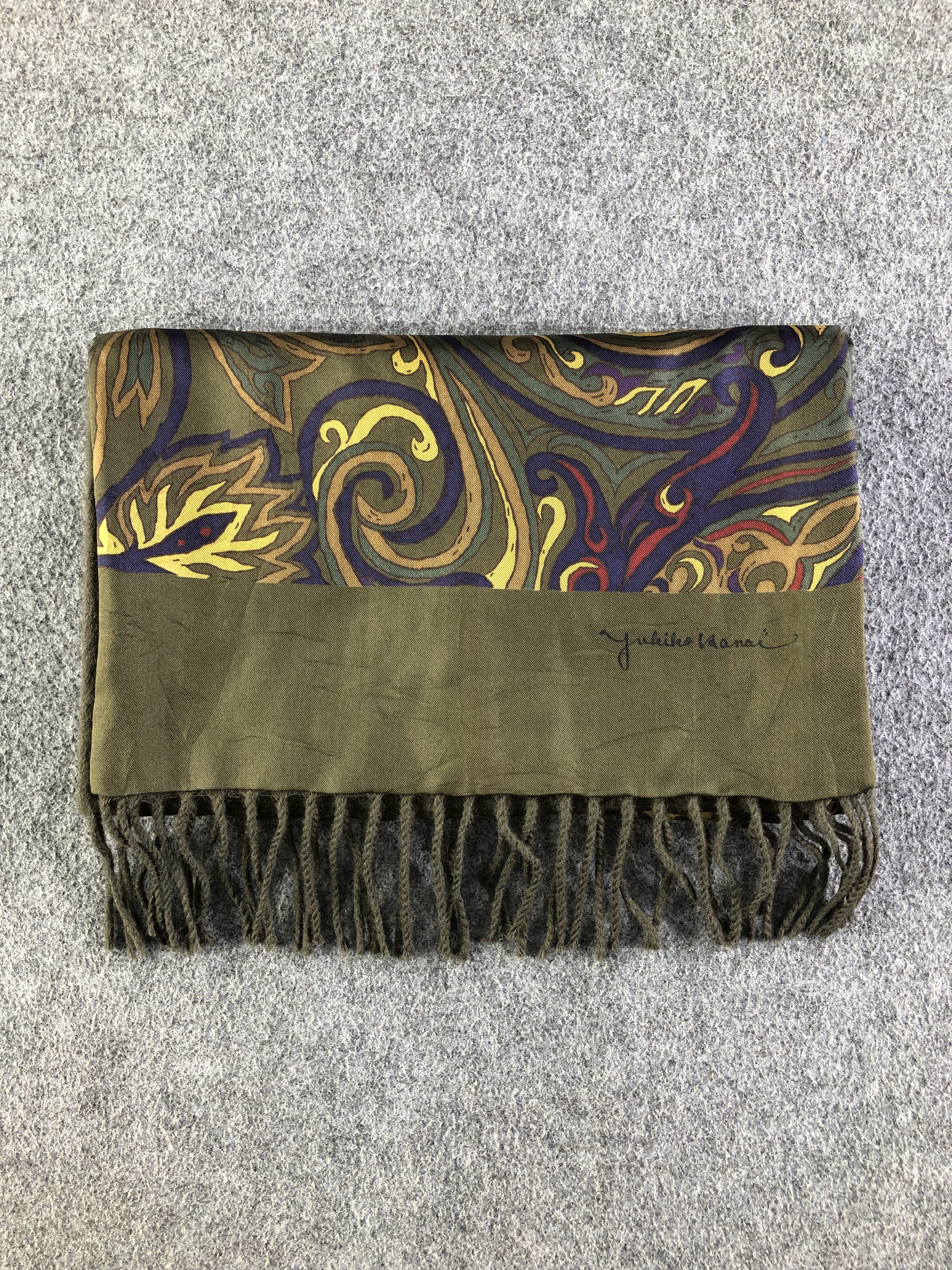 Japanese Brand Yukiko Hanai Silk Wool Scarf / Muffler / Neckwear SS1359 Size ONE SIZE - 6 Thumbnail