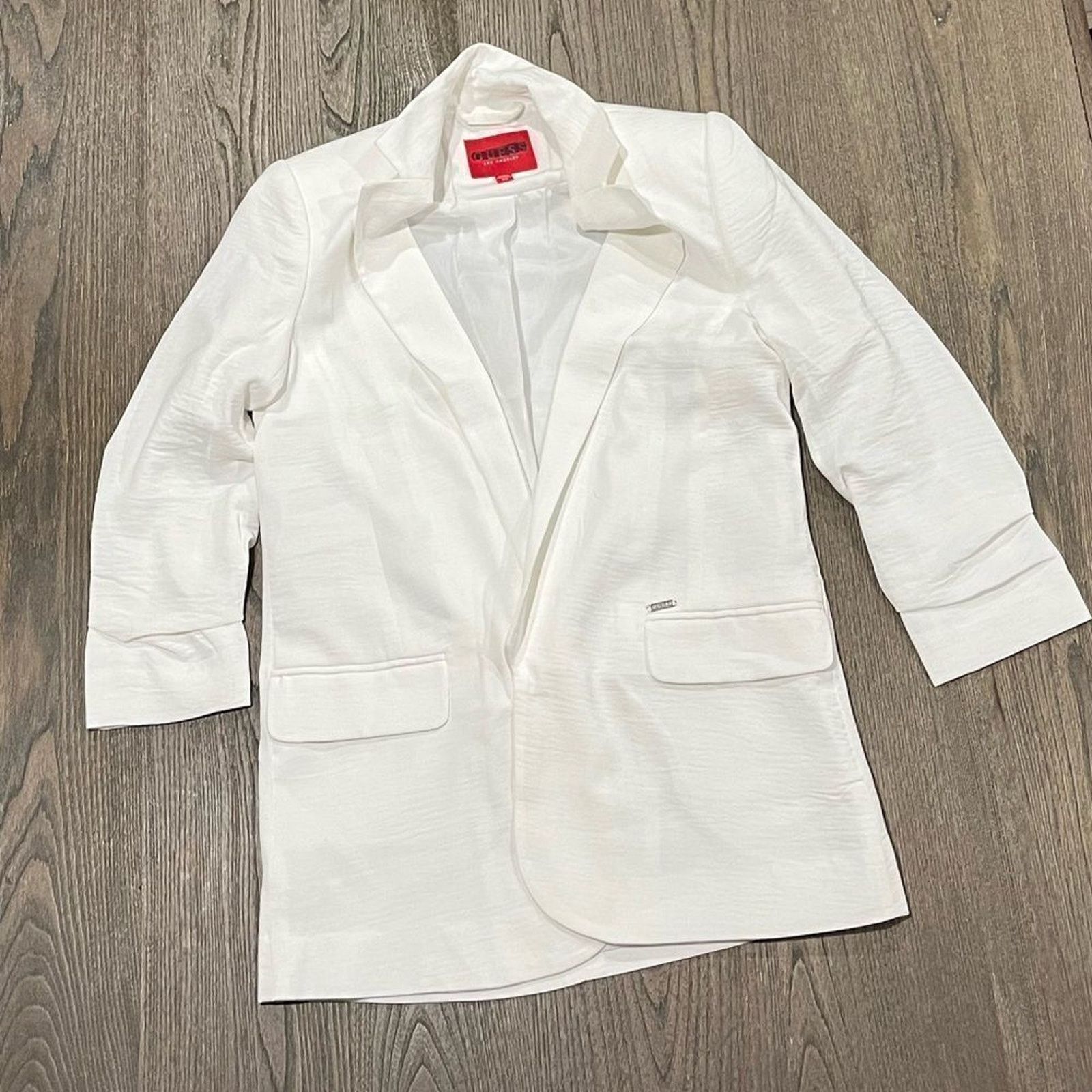 Guess NWOT Guess Womens White Long Line Blazer Jacket Size XS Size XS / US 0-2 / IT 36-38 - 1 Thumbnail