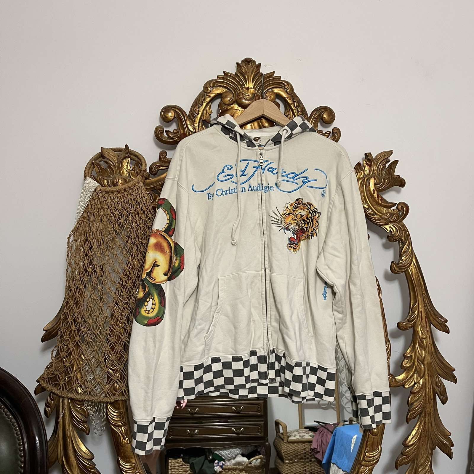 Ed Hardy Vintage Ed Hardy Crazy All Over Print Zip Hoodie Size US XL / EU 56 / 4 - 2 Thumbnail
