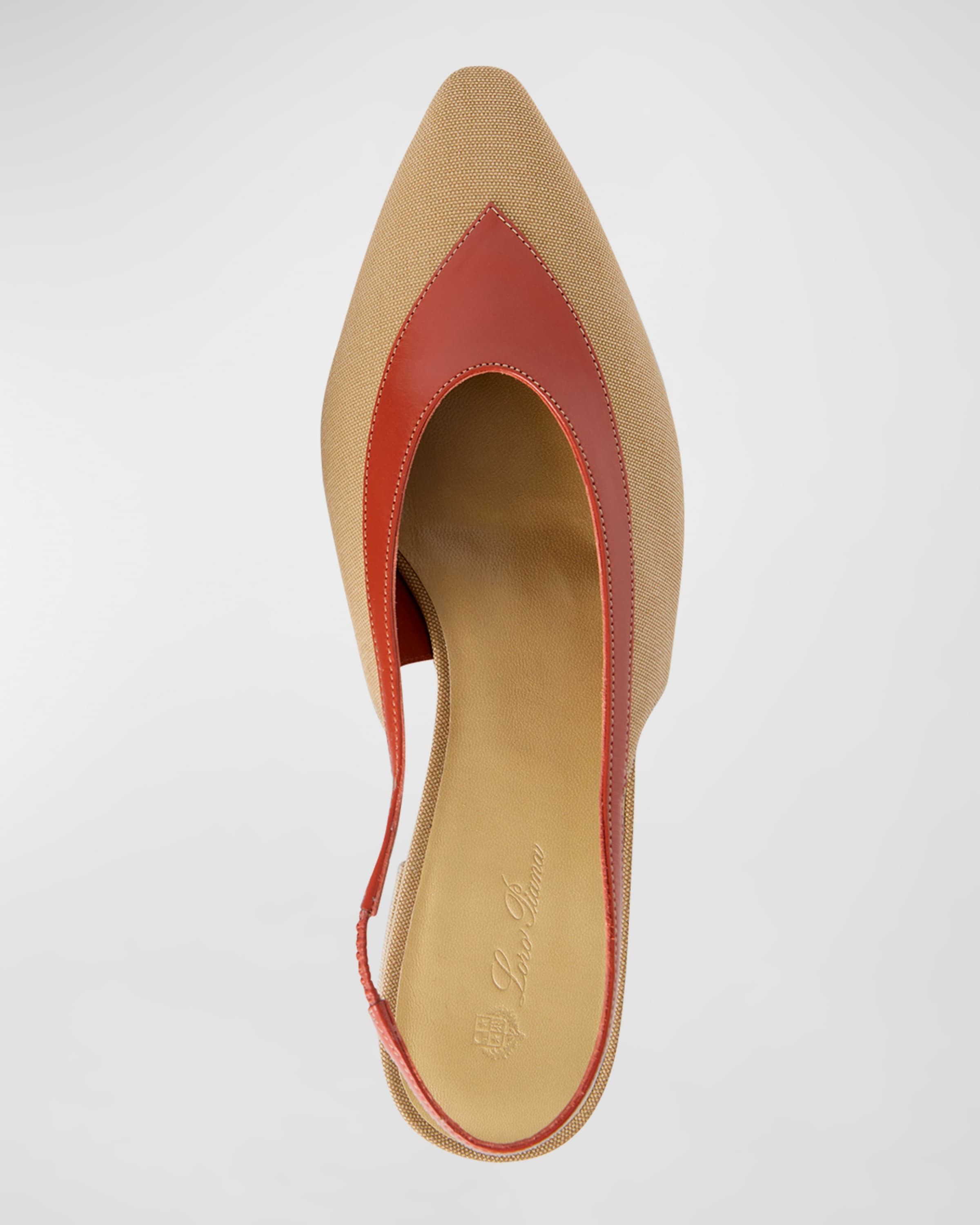 Loro Piana o1srvl11e0725 Rebecca Bicolor Slingback Flats Beige/Red Size US 8 / IT 38 - 6 Thumbnail