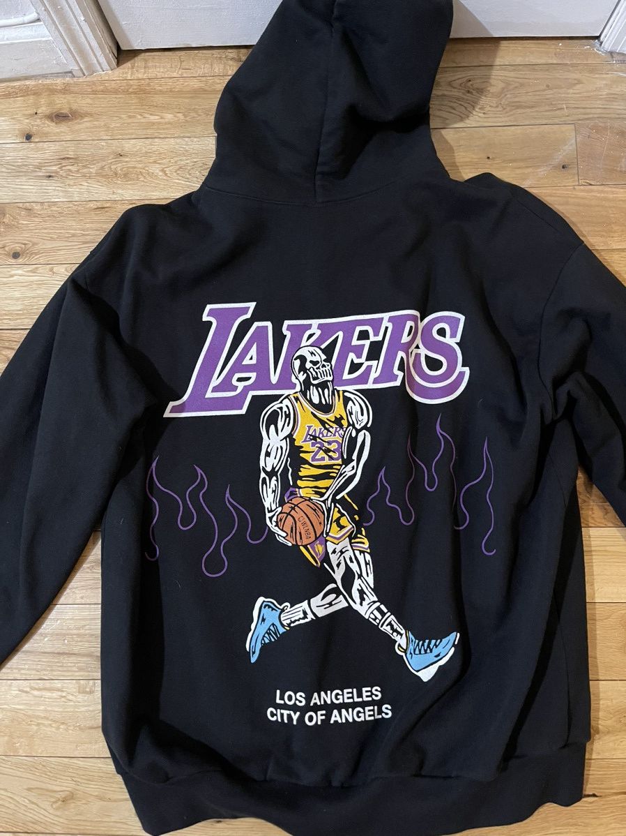 image of Warren Lotas Original Lebron Lakers Hoodie in Black, Men's (Size XL)