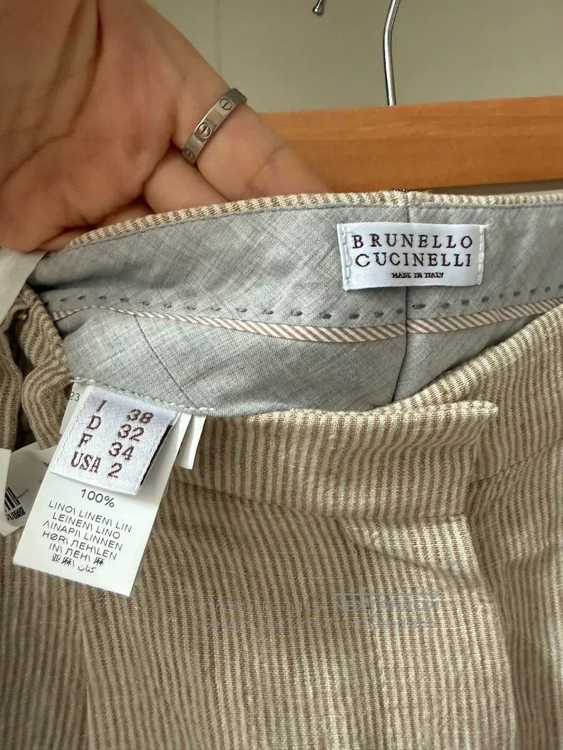 Brunello Cucinelli Brunello Cucinelli Beaded Linen Striped Trousers Size 25" / US 0 / IT 36 - 7 Thumbnail