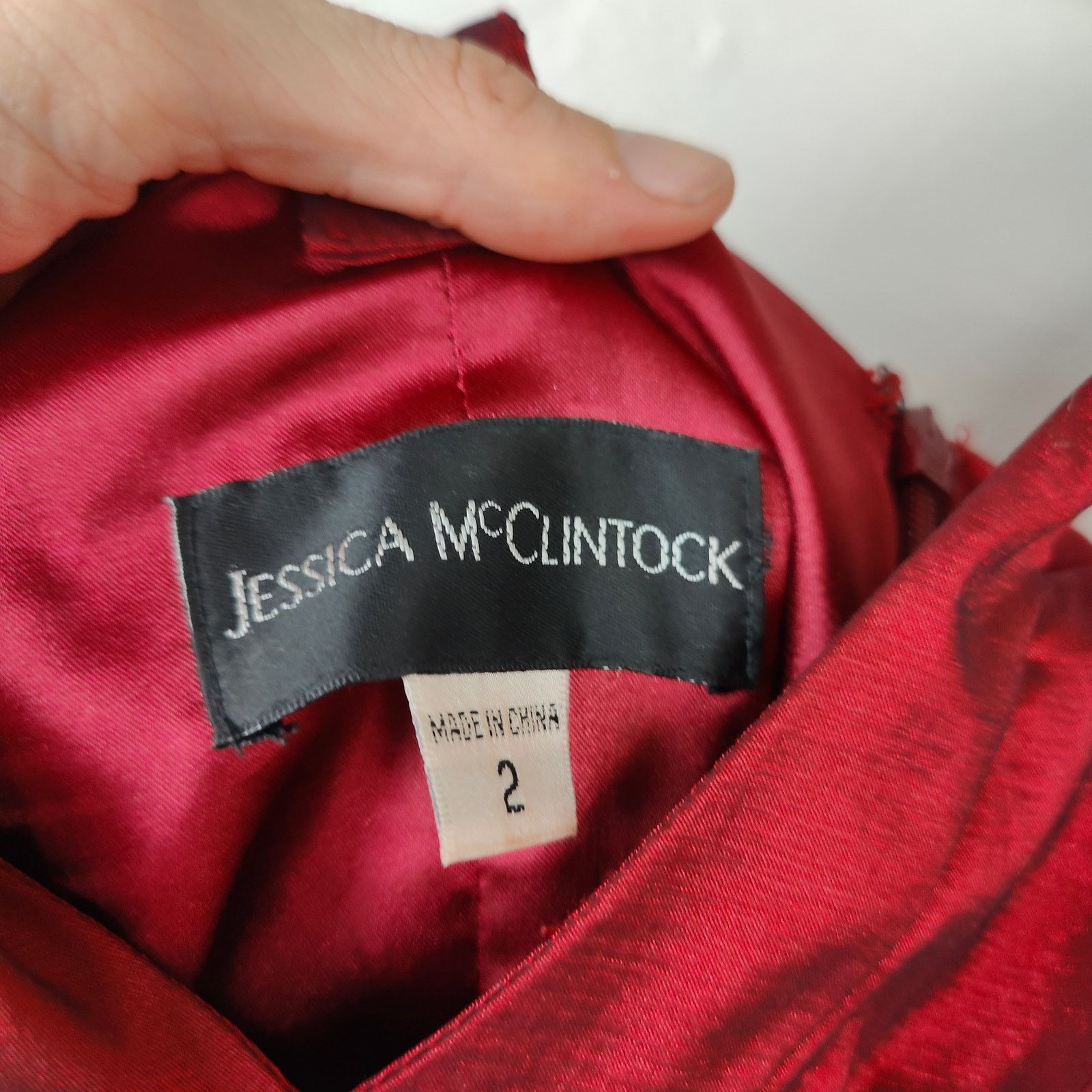 Jessica McClintock Vintage Jessica McClintock Bodycon Dress Womens 2 Red Satin Size XS / US 0-2 / IT 36-38 - 11 Thumbnail