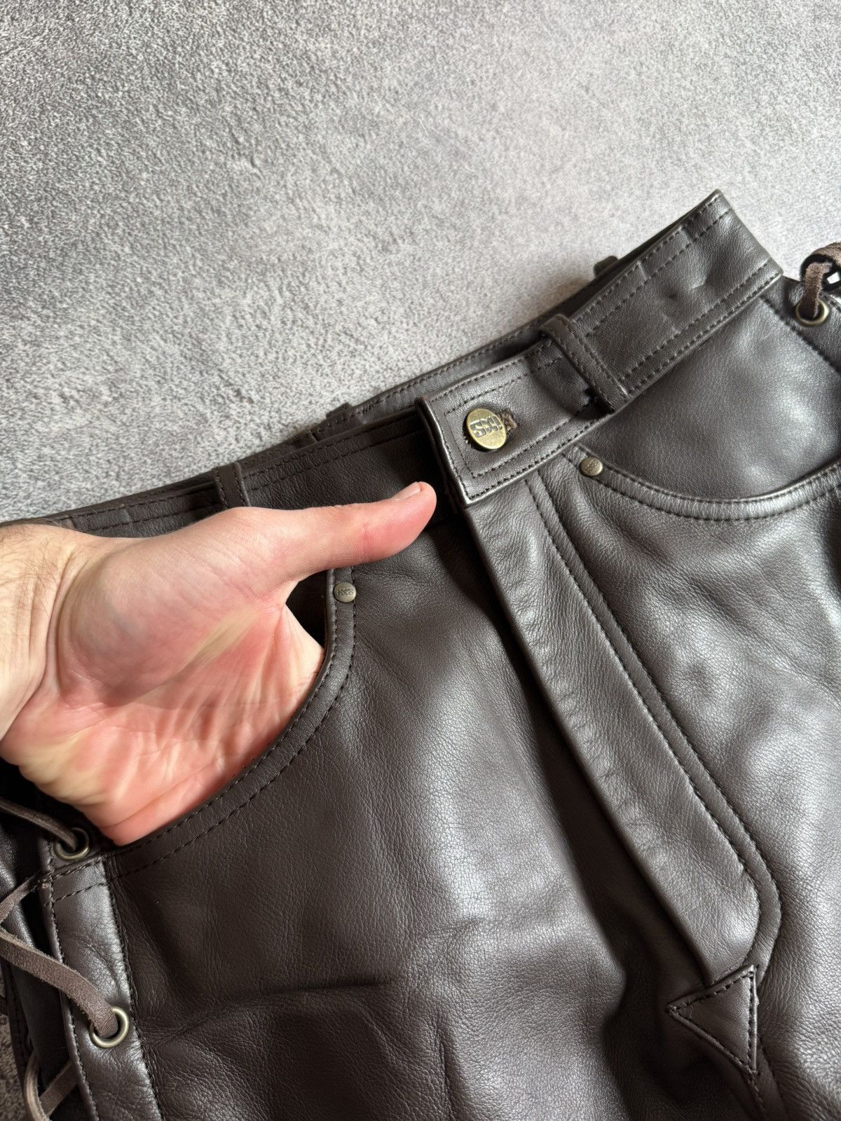 Designer IXS 38size brown leather motorcycle biker pants trousers y2k Size 26" / US 2 / IT 38 - 8 Thumbnail