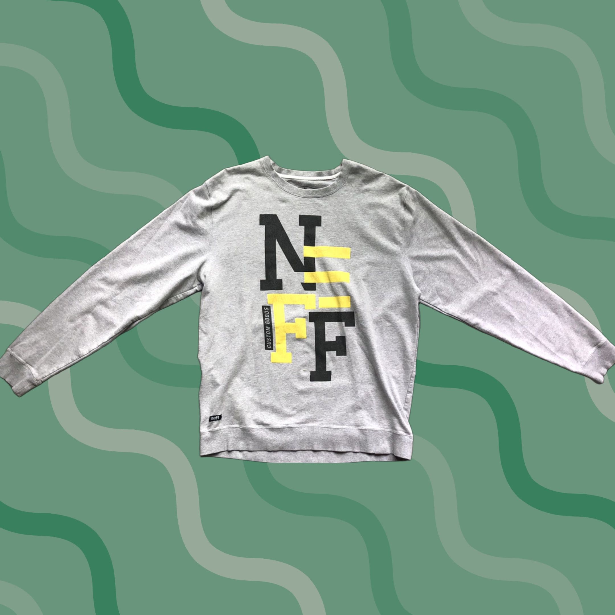 Vintage Neff Pullover Sweatshirt Gray Medium Mens Regular Long Sleeve Graphic Print Hip Hop Theme Average Sports Logo Sweatshirt Size US M / EU 48-50 / 2 - 1 Thumbnail