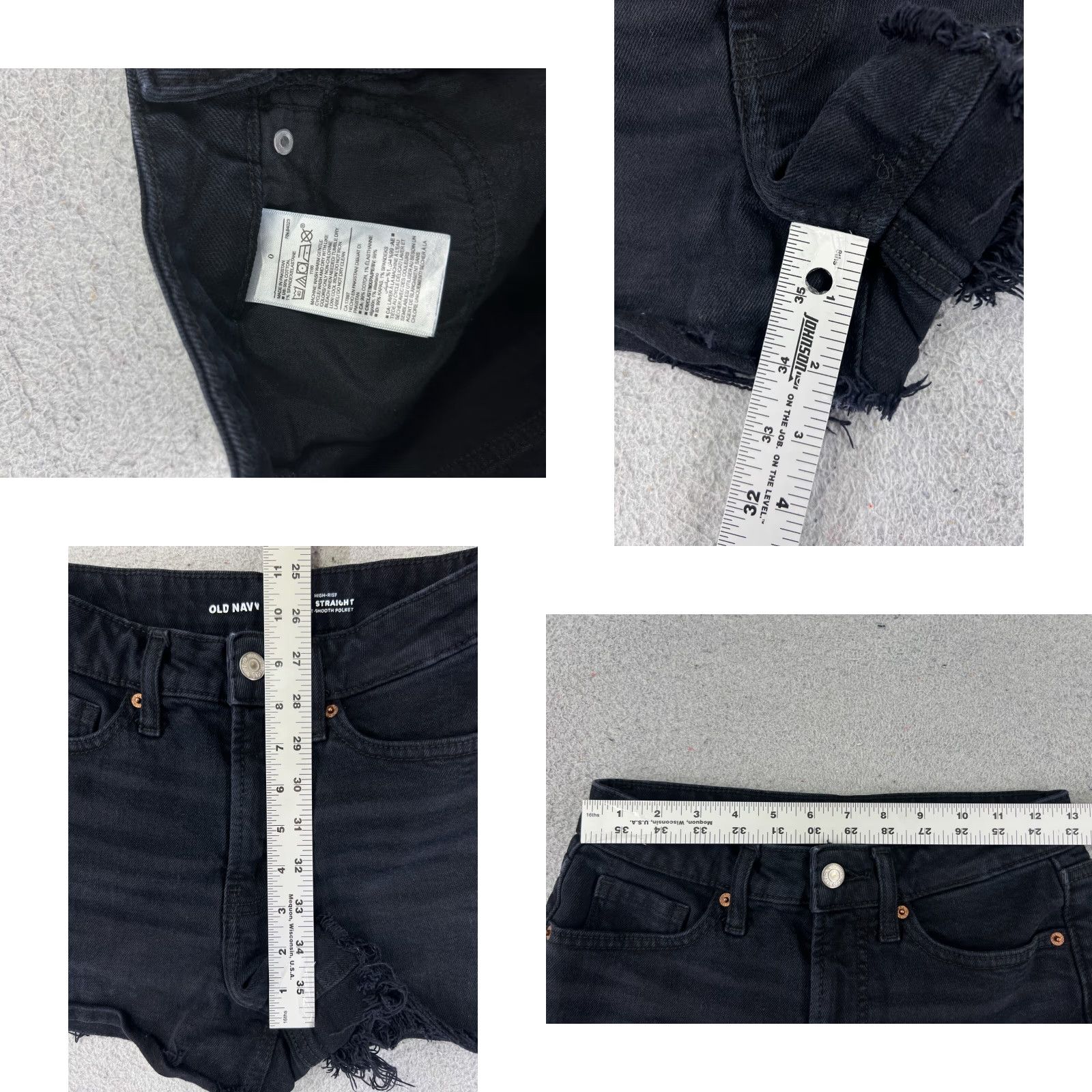 Old Navy VINTAGE Old Navy Women's Shorts Casual Cotton Blend Mid Rise Cutoff Denim Black 25x2 Summer Size 25" / US 0 / IT 36 - 8 Thumbnail