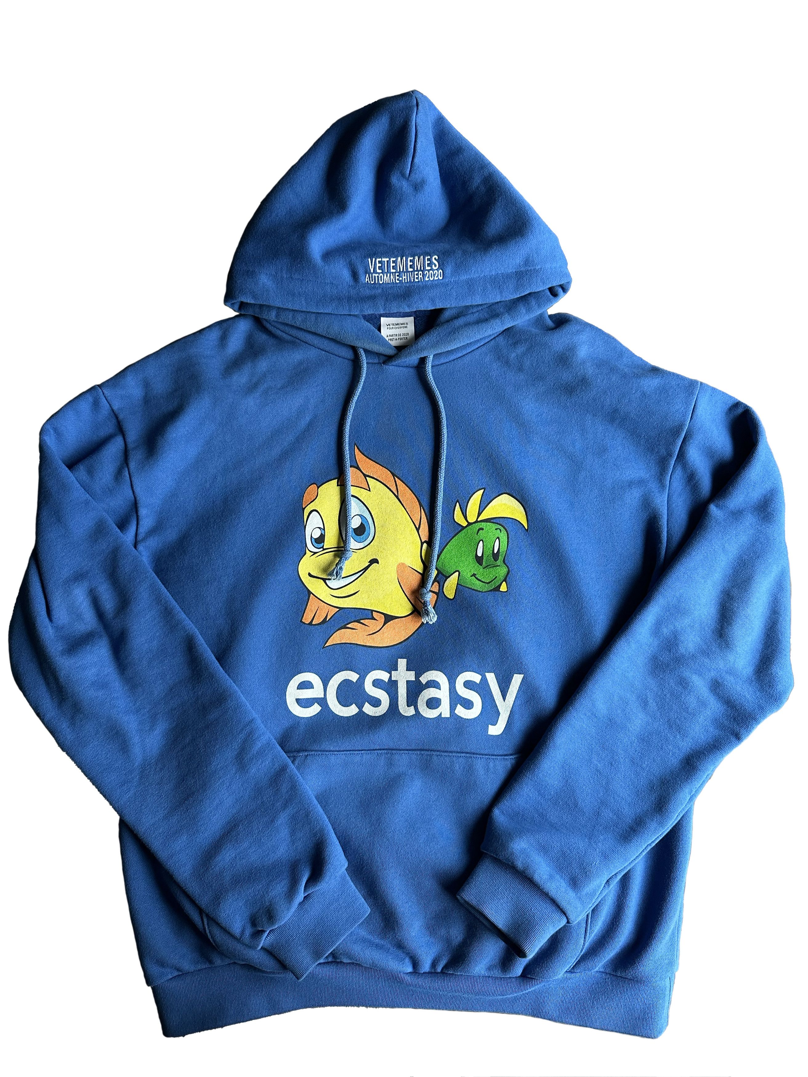 Image of Vetememes Ecstasy Fish Hoodie in Blue, Men's (Size XL)